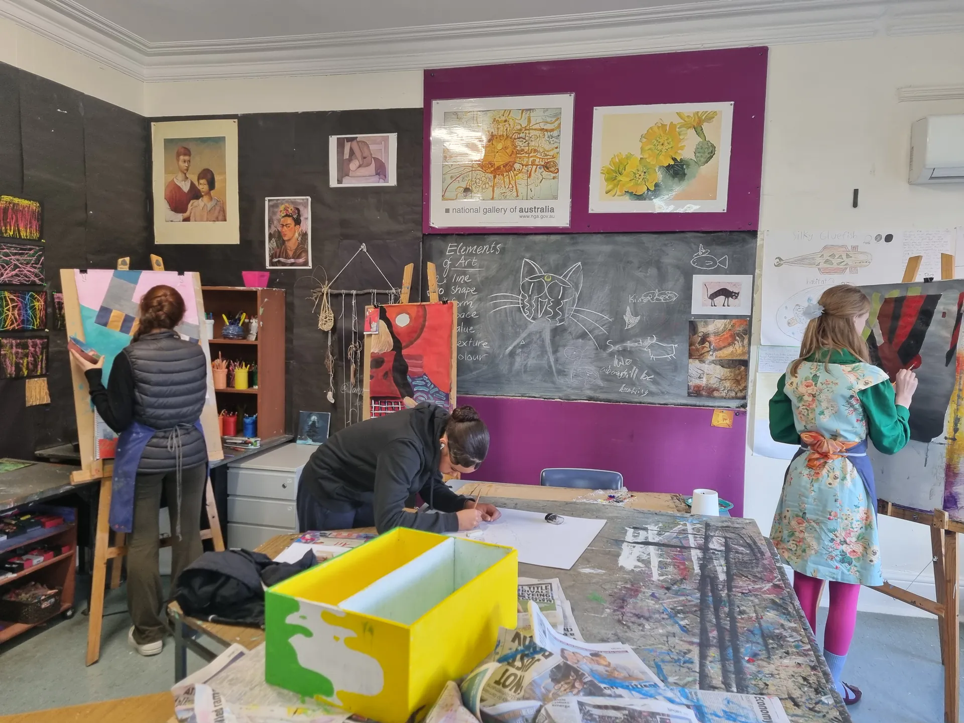 Year 10 students working in the art studio