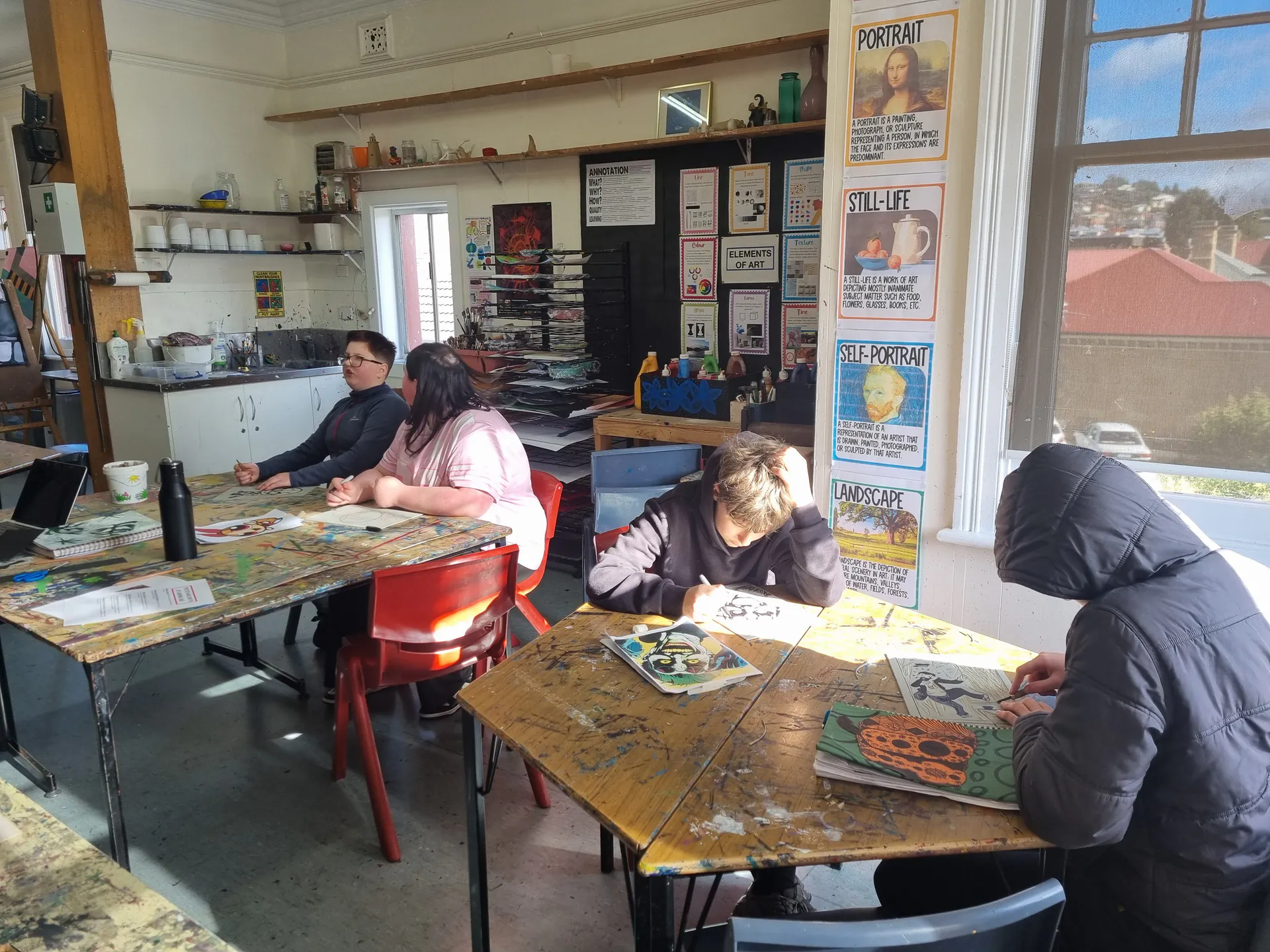 Students participating in creative arts learning